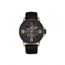 Ceas Naviforce, rezistent la apa 3Bar, mecanism Quartz, curea din piele maro, afisaj analogic, stil Sport + cutie cadou
