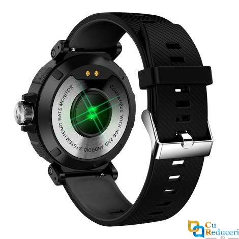 Ceas smartwatch Kingwear S18, display 1.28 inch cu touch screen, rezolutie 240 x 240 pixeli, baterie 280mAh, rezistent la apa IP68, functii de monitorizare a sanatatii