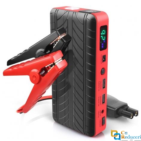 Acumulator extern pornire auto / Jump Starter, 12 V, curent pornire 300 A/5 sec., 5V/2.1A, 16V/19V/3.5A, curent maxim 1000 A, capacitate 18000 mAH, lanterna 