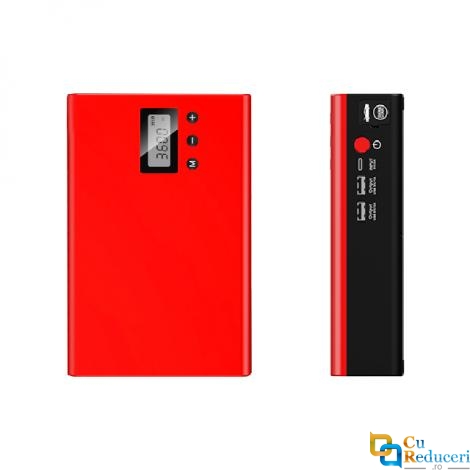 Acumulator extern pornire auto / Jump Starter 12 V cu compresor 2V/120W, curent de pornire 700 A, curent maxim 1400 A, capacitate 18000 mAH, lanterna 