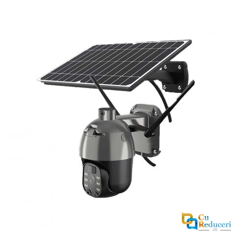 Camera de supraveghere solara, 4G, HD 2MP - 1080p, unghi de rotire orizontal de 355˚, unghi de rotire vertical de 120˚, rezistenta la apa, campacitate baterie 14400 mAh, panou solar 8W monocristalin