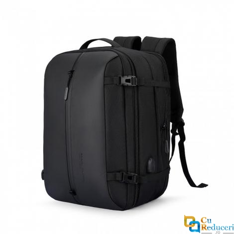 Rucsac/Ghiozdan Mark Ryden compatibil cu laptop 15.6, extensibil, 25-38L, port USB, full impermeabil, 3 modalitati de purtare, unisex, spatios, negru, perfect pentru calatorie, servici sau scoala