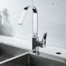 Baterie chiuveta bucatarie, Momali, monocomanda, corp din alama, cartus ceramic, pivotanta, pipa inalta, 360 grade, finisaj cromat