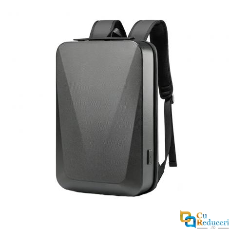  Rucsac pentru laptop 15.6 inch, MingLu, 20L, port USB, impermeabil, unisex, blocare TSA, carcasa tare, slim, negru