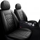 Set huse scaune auto, universale, editie de lux, material piele ecologica, scaune fata, spate, tetiere, compatibilitate Kia, Ford, Nissan, Hyundai, Toyota, 9 piese, negru