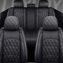 Set huse scaune auto, universale, editie de lux, material piele ecologica, scaune fata, spate, tetiere, compatibilitate Kia, Ford, Nissan, Hyundai, Toyota, 9 piese, negru