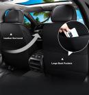 Set huse scaune auto, material piele ecologica, scaune fata, spate, tetiere, universale, culoare negru cu rosu, 12 piese