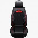 Set huse scaune auto, material piele ecologica, scaune fata, spate, tetiere, universale, culoare negru cu rosu, 12 piese