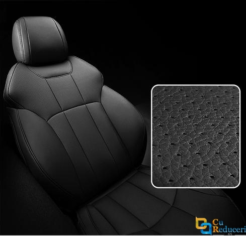 Set huse scaune auto, universale, material piele ecologica, respirabila, scaune fata, spate, tetiere, culoare negru 