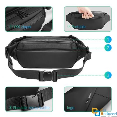 Geanta crossbody, Mark Ryden, material oxford impermeabil, structura multi divizata, curea reglabila, unisex, culoare negru