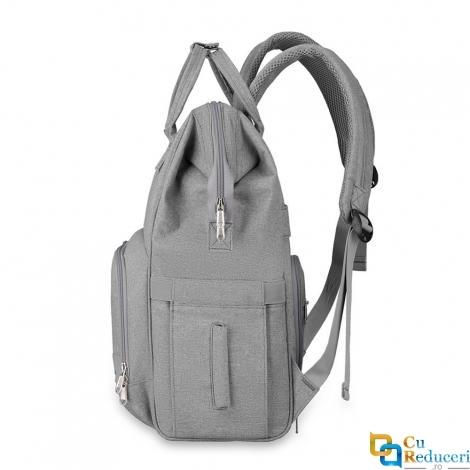  Rucsac multifunctional pentru mamici, Mark Ryden, impermeabil, 17 L, material Oxford, buzunare izolate termic, usor de atasat la carucior, gri