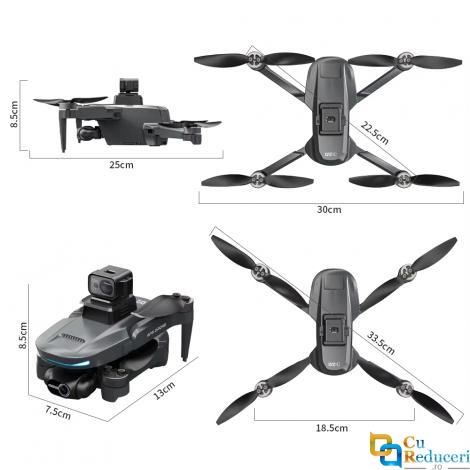 Drona L200 PRO MAX GPS cu obiectiv de evitare a obstacolelor, brate pliabile, buton de Return To Home, camera 4K ESC HD, capacitate baterie: 7.4V 1600 mAh, autonomie zbor 25 de minute