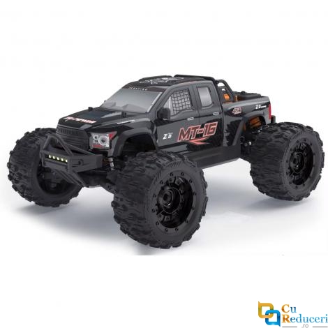 Masina cu telecomanda, ZD Racing MT-16 4WD, scara 1:16, 2.4G, viteza maxima 80km/h+, acumulator 3S 35C 2200mAh LiPo, motor Rocket 2845 fara perii 3600KV, autonomie 10-15 min, negru