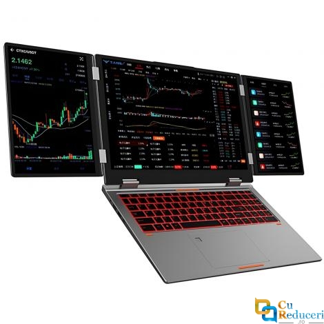 Laptop MAX16 cu 3 ecrane (16 inch+10.5 inch+10.5 inch), DDR4 - 32Gb, SSD 1T, Procesor Intel® Core™ i7 - 1270P cu 14 nuclee, 20 threads, 24M Cache, Frecventa max. 4.70 GHz