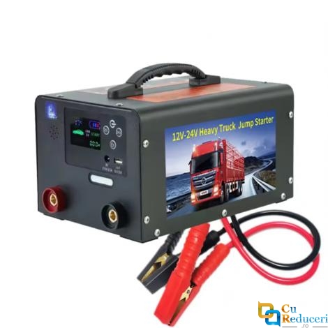 Acumulator extern pornire auto/Jump Starter pentru masina sau camion, 12 si 24 V, curent pornire 12V/24V 2000A, curent maxim 12V/24V 4000A, capacitate 63000 mAh