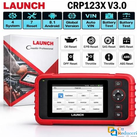 Tester Auto Profesional, Launch CRP123X V3.0, OBD2, EOBD Display 5 inch, Android 8.1, 2GB RAM + 32GB Stocare, baterie 6100 mAh, actualizare gratuita pe viata
