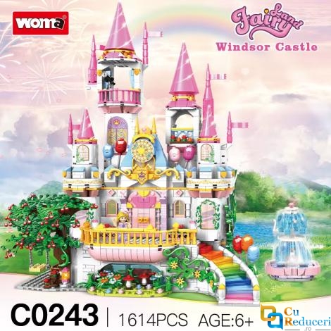 Set constructie tip Lego Woma® C0243 - 1614 piese, Castelul Windsor din Tara Zanelor, set creativ pentru copii