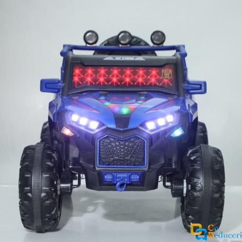 Masinuta electrica pentru copii, 2 locuri, Bluetooth, 4x4, 12V 10A, roti EVA, telecomanda parinti, suspensii, dotari premium, scaune piele ecologica, culoare albastru, 125 x 75 x 73