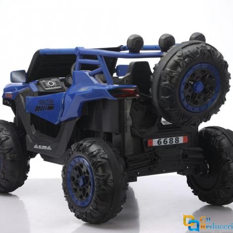 Masinuta electrica pentru copii, 2 locuri, Bluetooth, 4x4, 12V 10A, roti EVA, telecomanda parinti, suspensii, dotari premium, scaune piele ecologica, culoare albastru, 125 x 75 x 73